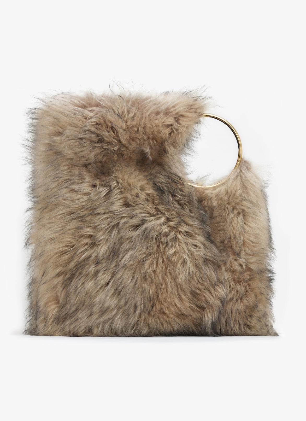 RING XL TOTE BAG IN SHEARLING ALAÏA BLACK/SAND RING XL TOTE BAG IN SHEARLING